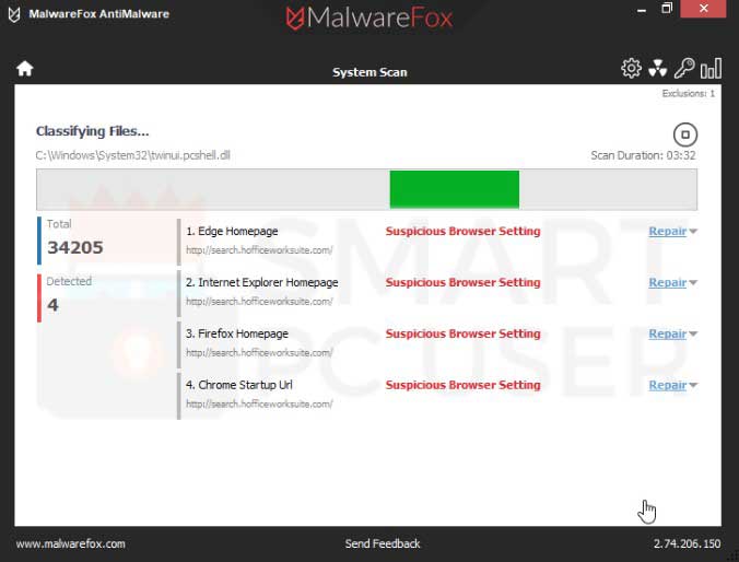 Search.hofficeworksuite.com Detection