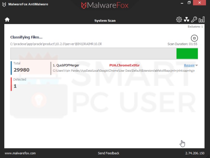 QuickPDFMerger Extension Scan Result QuickPDFMerger Extension Scan Result