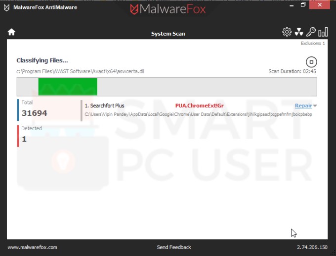 SearchFortPlus Extension Scan Results SearchFortPlus Extension Scan Results