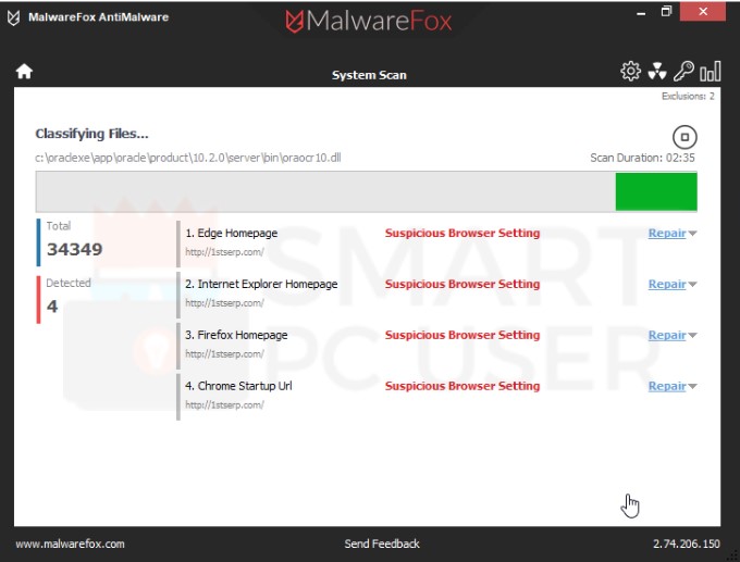 1stserp.com Scan Results How to remove 1stserp.com