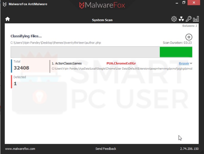 ActionClassicGames Toolbar Scan Results ActionClassicGames Extension Scan Results