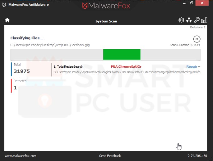 TotalRecipeSearch Extension Scan Results TotalRecipeSearch Extension Scan Results