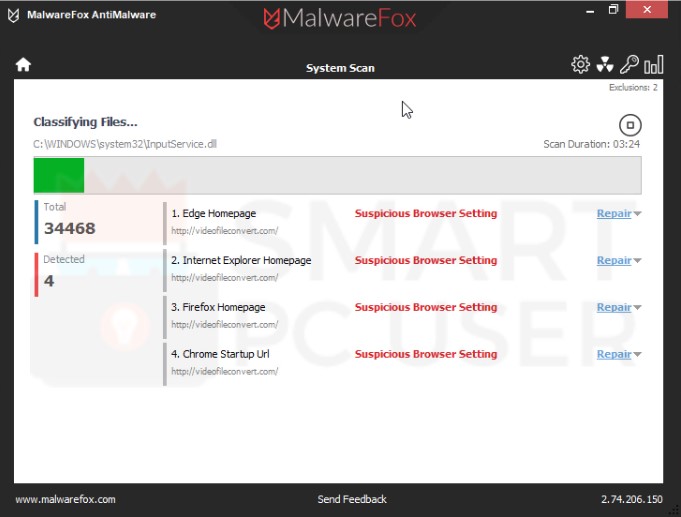 Videofileconvert.com Scan Results How to remove Videofileconvert.com
