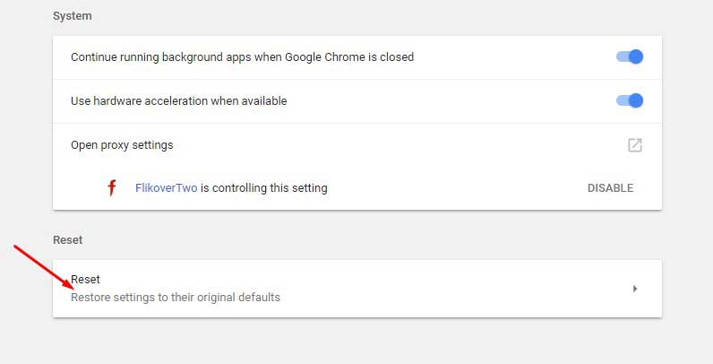 Reset Google Chrome 2