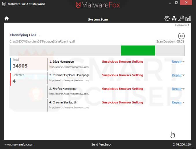 Search.heasyrecipesnow.com Detection