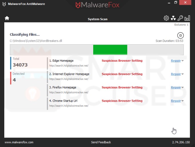 Search.hdigitalcointracker.net Detection