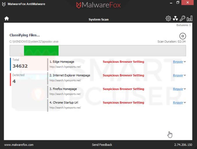 Search.hgetsports.net Detection