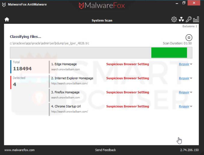Search.snowballsam.com Detection
