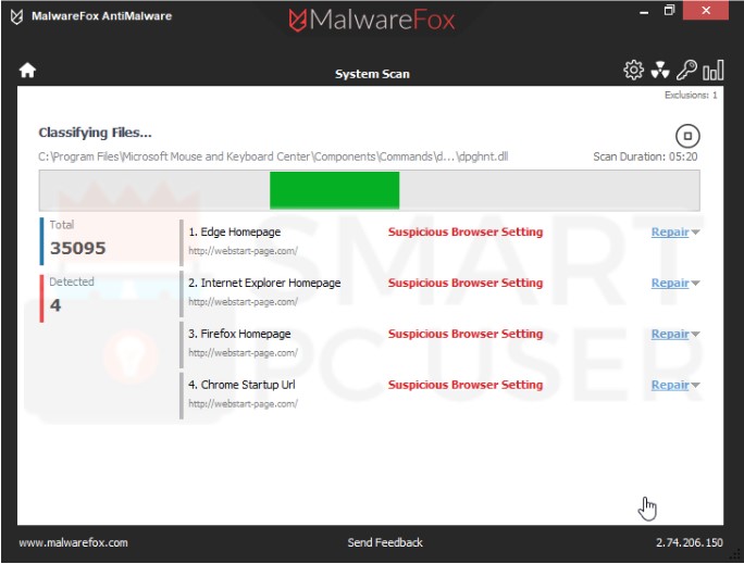 Webstart-page.com Detection