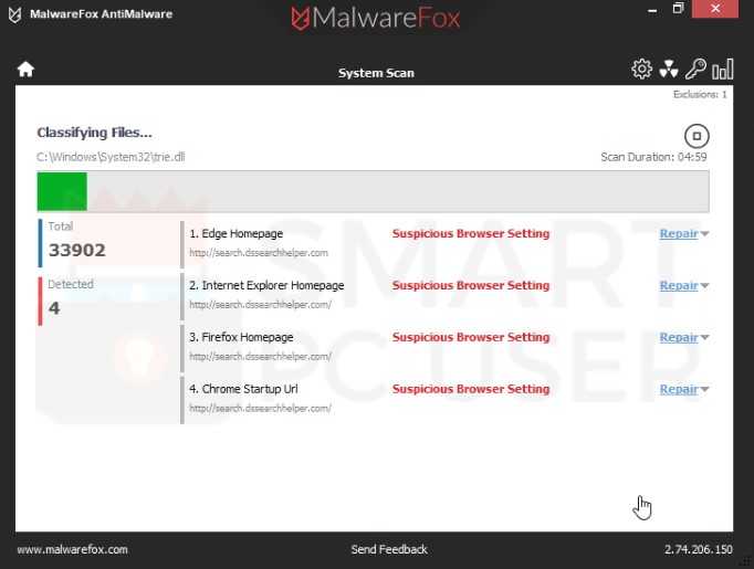 Search.dssearchhelper.com Detection
