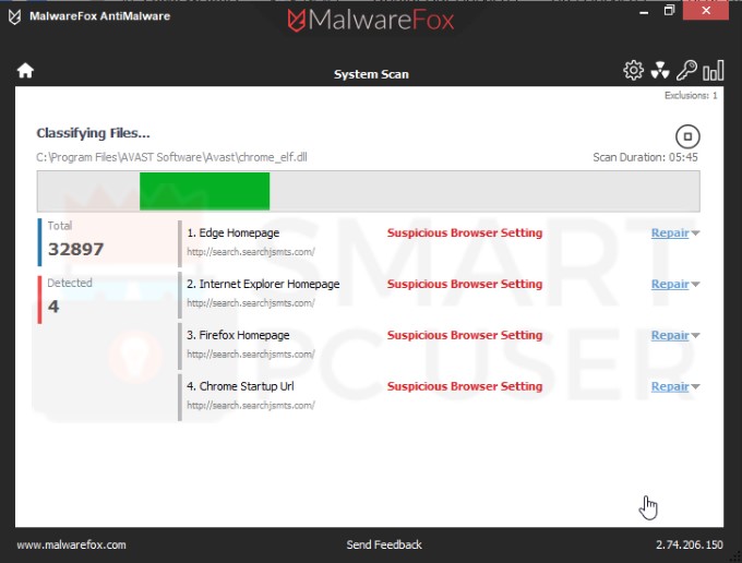 Search.searchjsmts.com Detection