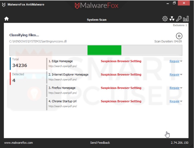 Search.openpdf.pro Scan Results