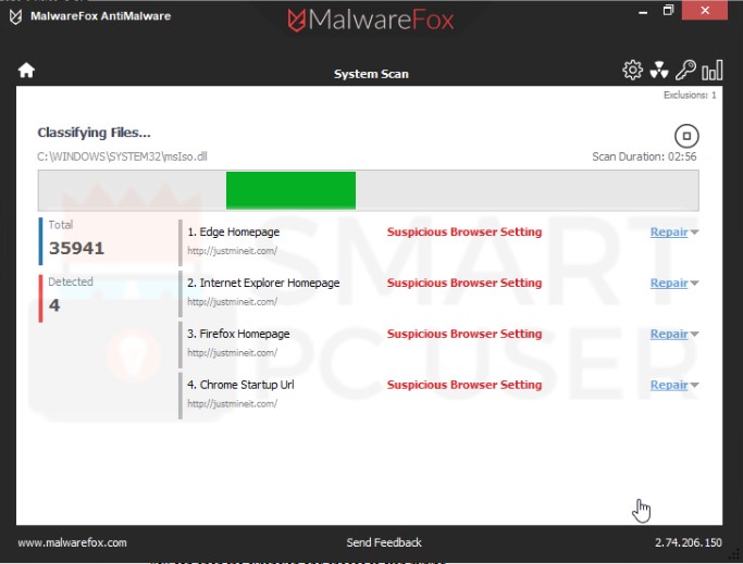 Justmineit.com Scan Results