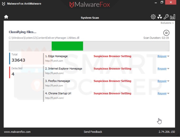 Flysrch.com Scan Results