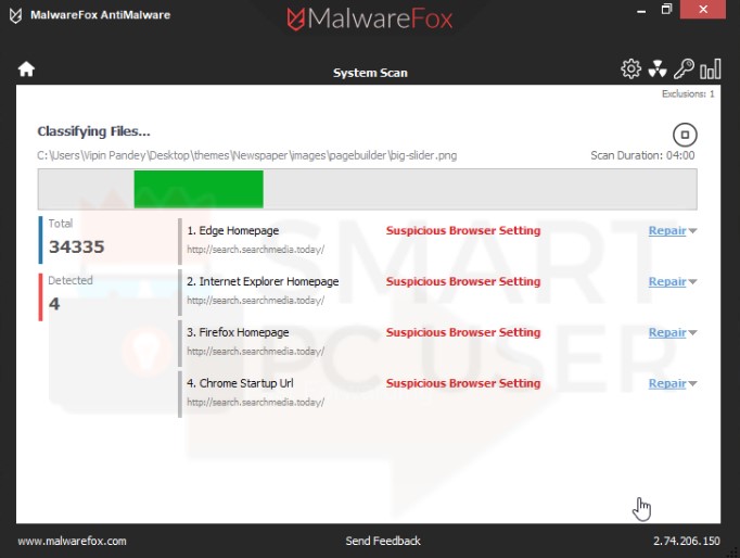 Search.searchmedia.today Scan Results