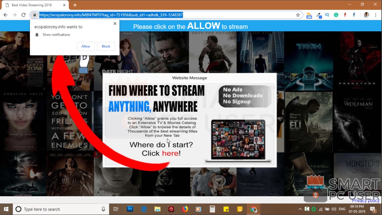 How to Remove Ecopalorony.info Pop-up