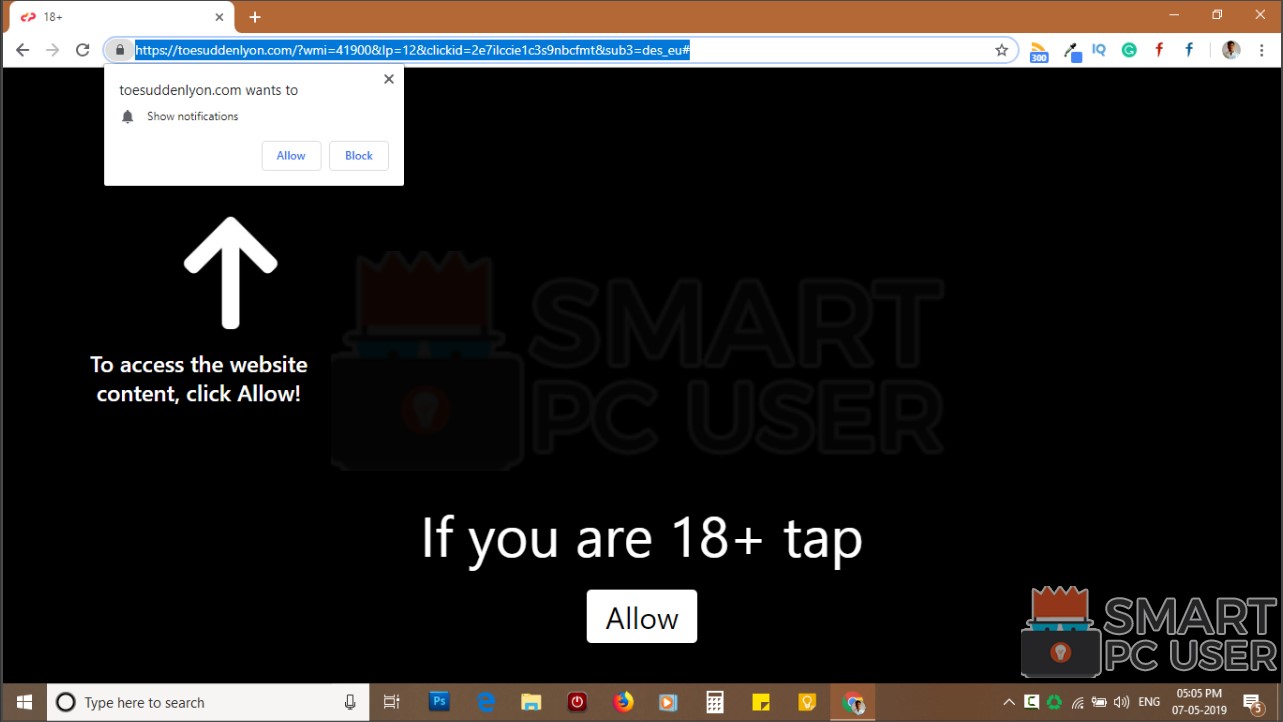 How to Remove Toesuddenlyon.com Pop-up