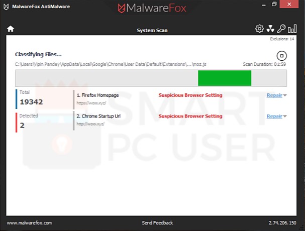Woxx.xyz Hijacker Scan Result
