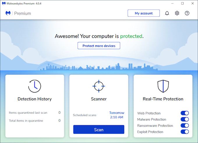 Malwarebytes welcome screen