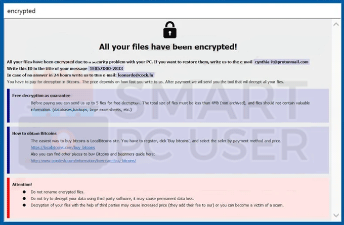 Eject ransomware ransom note