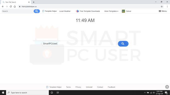 template helper browser hijacker