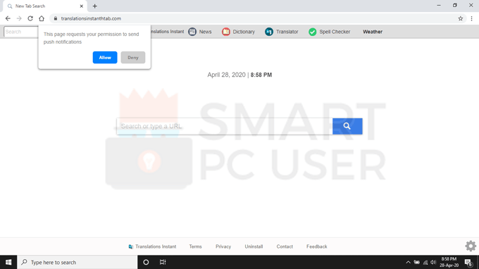 Translations instant search engine