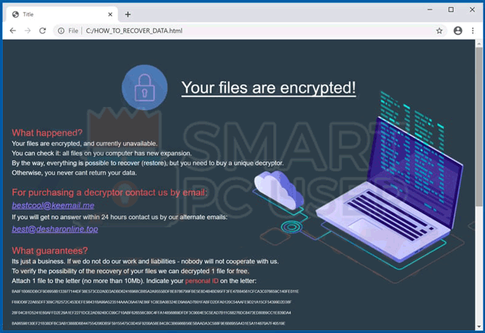 Best Recovery ransomware ransom note