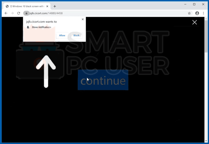 Cicort.com pop-up motification