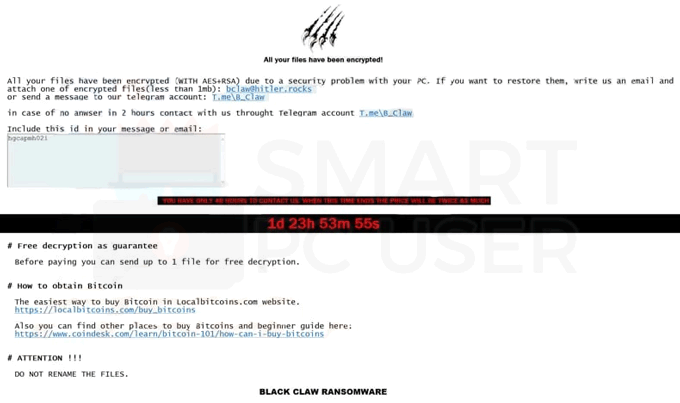 Uninstall Black CLaw Ransomware