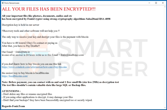 Uninstall Fonix Ransomware