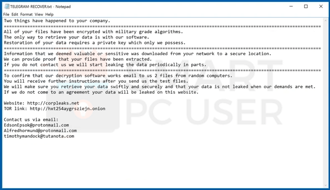 Delete TELEGRAM Ransomware