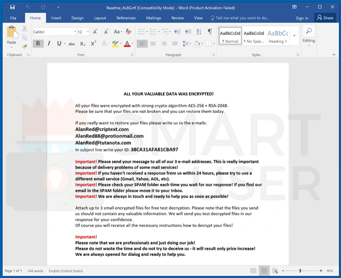 Uninstall AL8G Ransomware