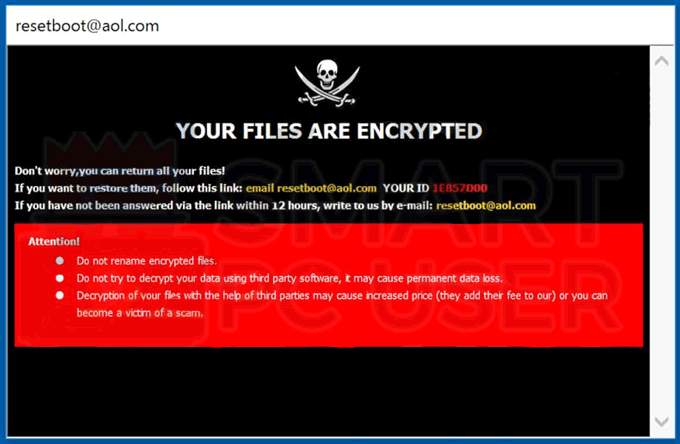 Uninstall .BOOT Ransomware