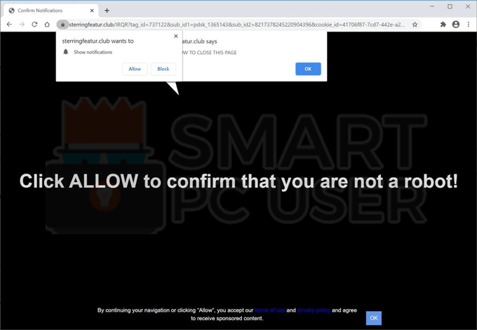 Delete Sterringfeatur.club Pop-ups