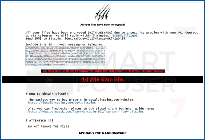 Delete Billy's Apocalypse Ransomware