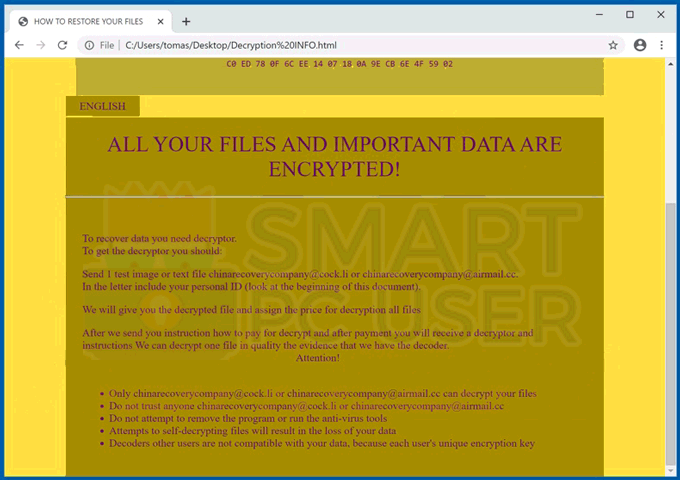 Uninstall CCHH Ransomware