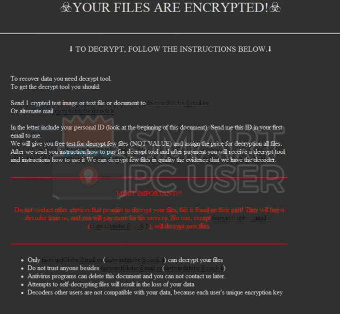 Uninstall FastWind Ransomware
