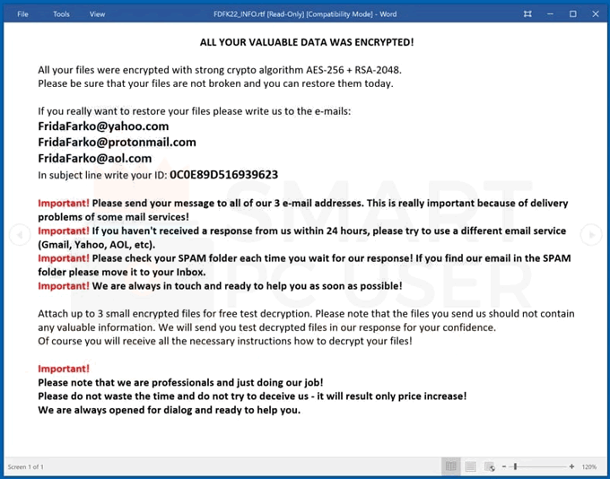 Uninstall FDFK22 Ransomware