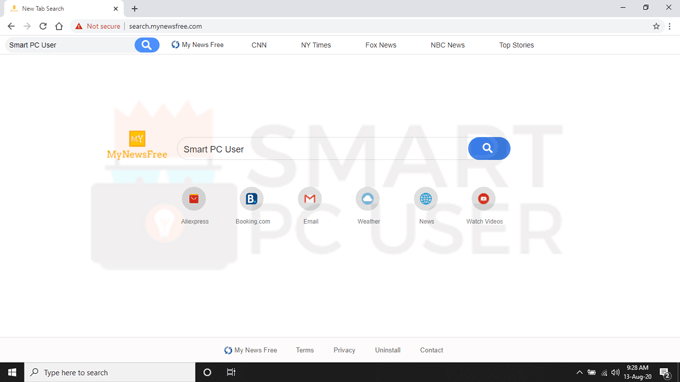 Delete MyNewsFree Browser Hijacker