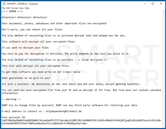 Uninstall Zorab2 Ransomware